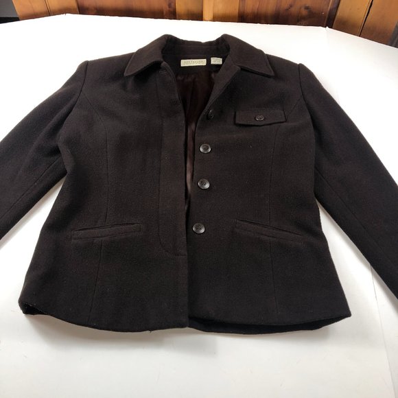 Ann Taylor Vintage Petites Brown Wool Blazer Academia Office Quiet Luxury - Picture 9 of 12